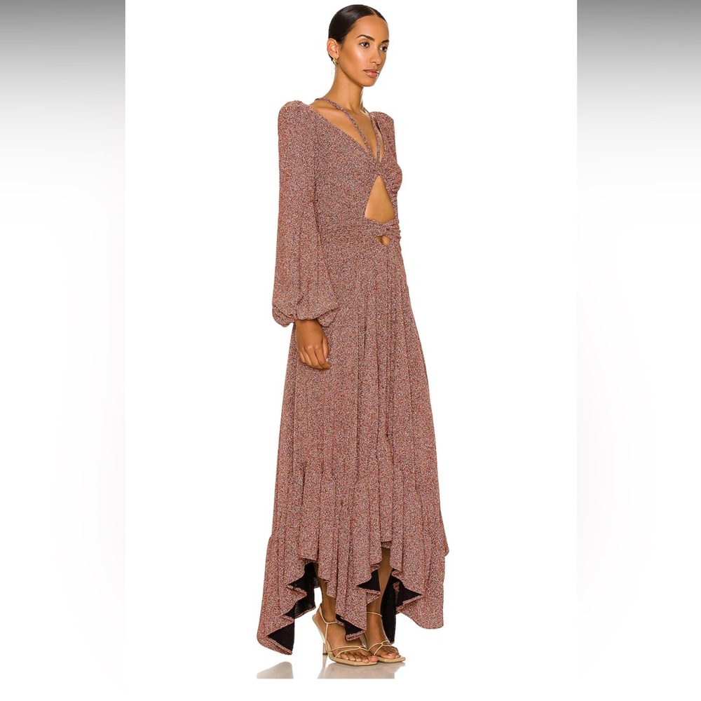 PATBO Lurex Cut Out Brown Maxi Dress - Picture 5 of 15